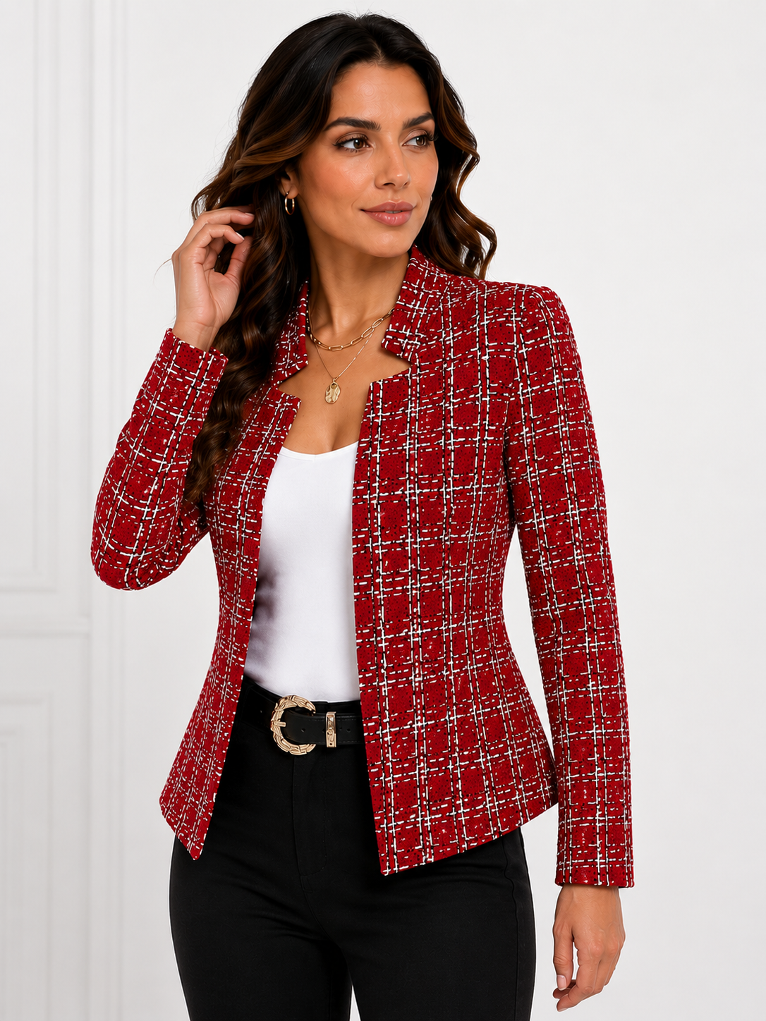 Blazer Feminino Estampado Elegance Vermelho | Estilo Inverno
