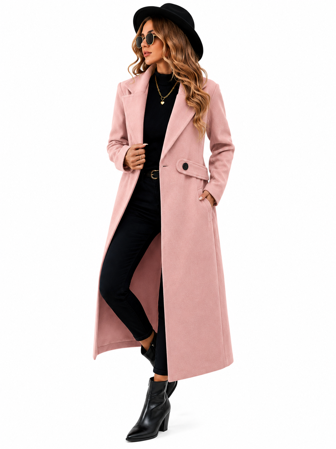 Sobretudo Feminino Rosa Alongado
