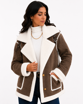 Jaqueta Feminina Elegance Lapela Marrom | Linha Inverno