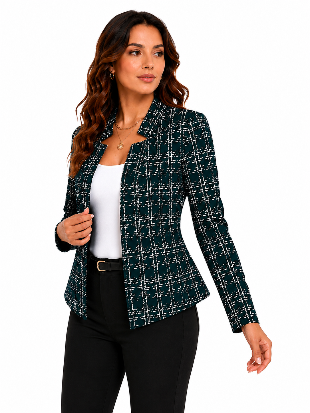Blazer Feminino Estampado Elegance Verde Petróleo | Linha Inverno