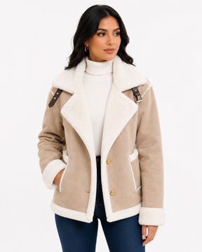 Jaqueta Feminina Elegance Lapela Bege | Seleção Inverno