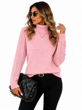 Blusa Feminina Tricot Gola Alta Rosa