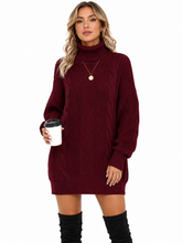Vestido Feminino Tricô Gola Alta Elegance Vinho | Coleção Inverno