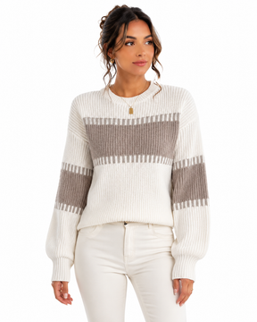 Suéter Feminino Tricô Bicolor Elegance | Linha Inverno