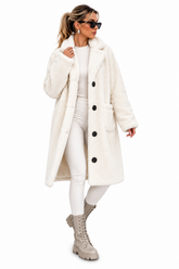 Sobretudo Feminino Teddy Off White Forrado