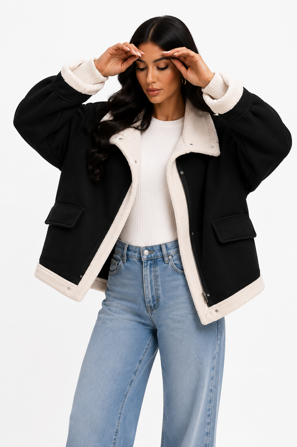 Casaco Feminino Teddy Preto Minimalist