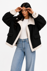 Casaco Feminino Teddy Preto Minimalist