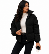 Jaqueta Feminina Velvet Noir Puffer | Estilo Inverno