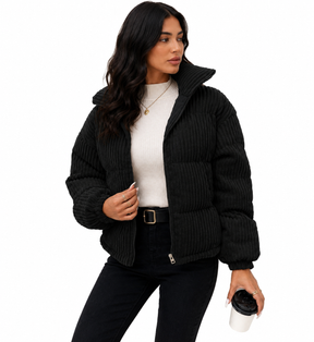 Jaqueta Feminina Velvet Noir Puffer | Estilo Inverno