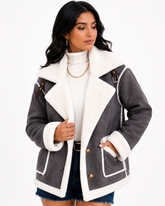 Jaqueta Feminina Elegance Lapela Cinza | Coleção Inverno