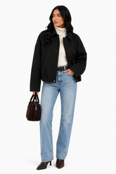 Jaqueta Feminina Preta Minimalista Oversized