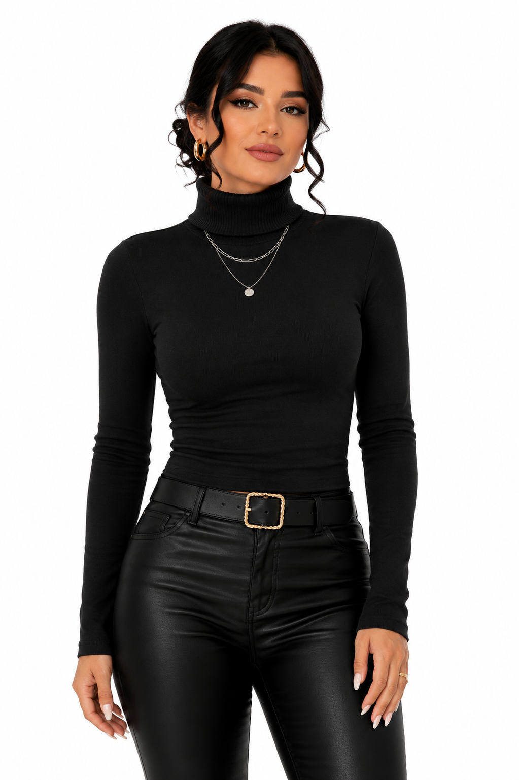 Blusa Feminina Gola Alta Noir Essence | Linha Inverno
