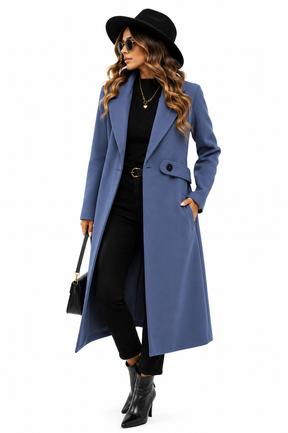 Sobretudo Feminino Azul Alongado