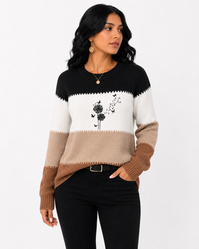 Suéter Feminino Floral Soft Tricô | Edição Inverno