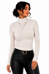Blusa Feminina Gola Alta Soft Nude | Estilo Inverno