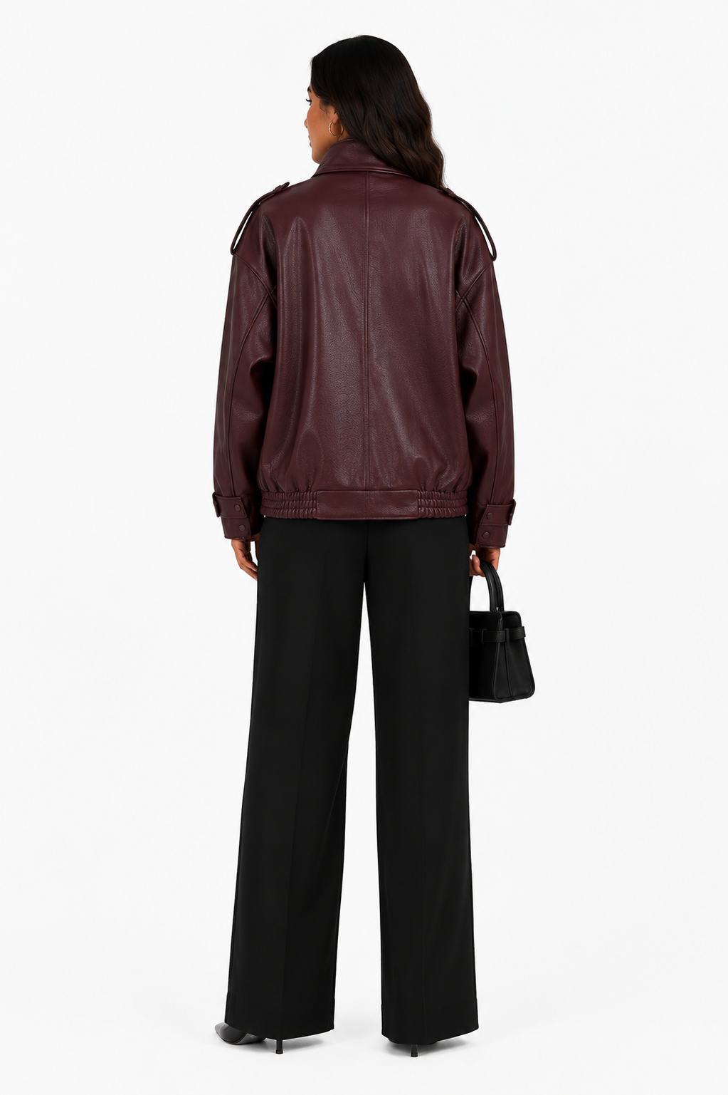 Jaqueta Feminina Leather Bordeaux Oversized