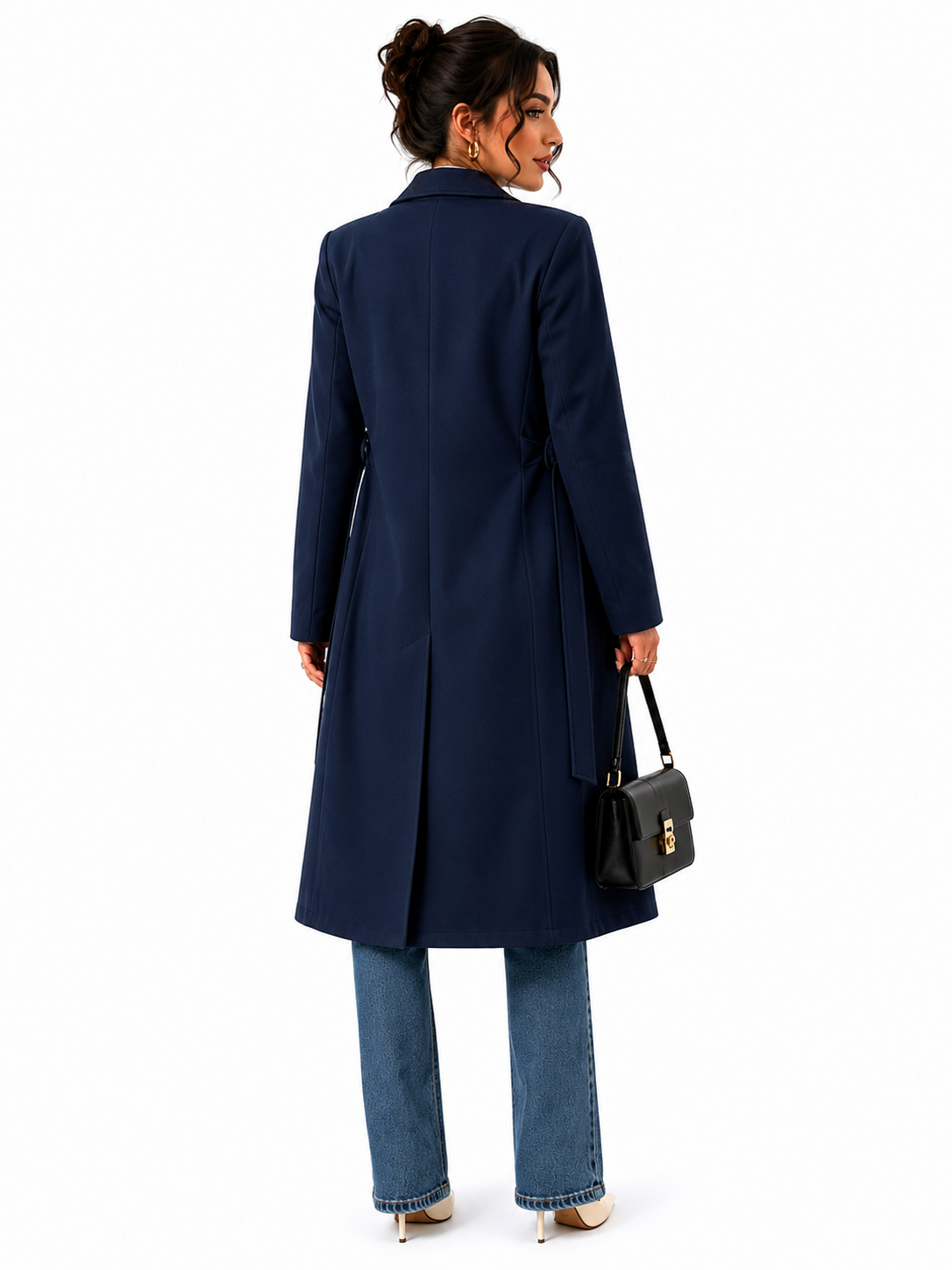 Sobretudo Feminino Alongado Elegance Azul Marinho | Edição Inverno