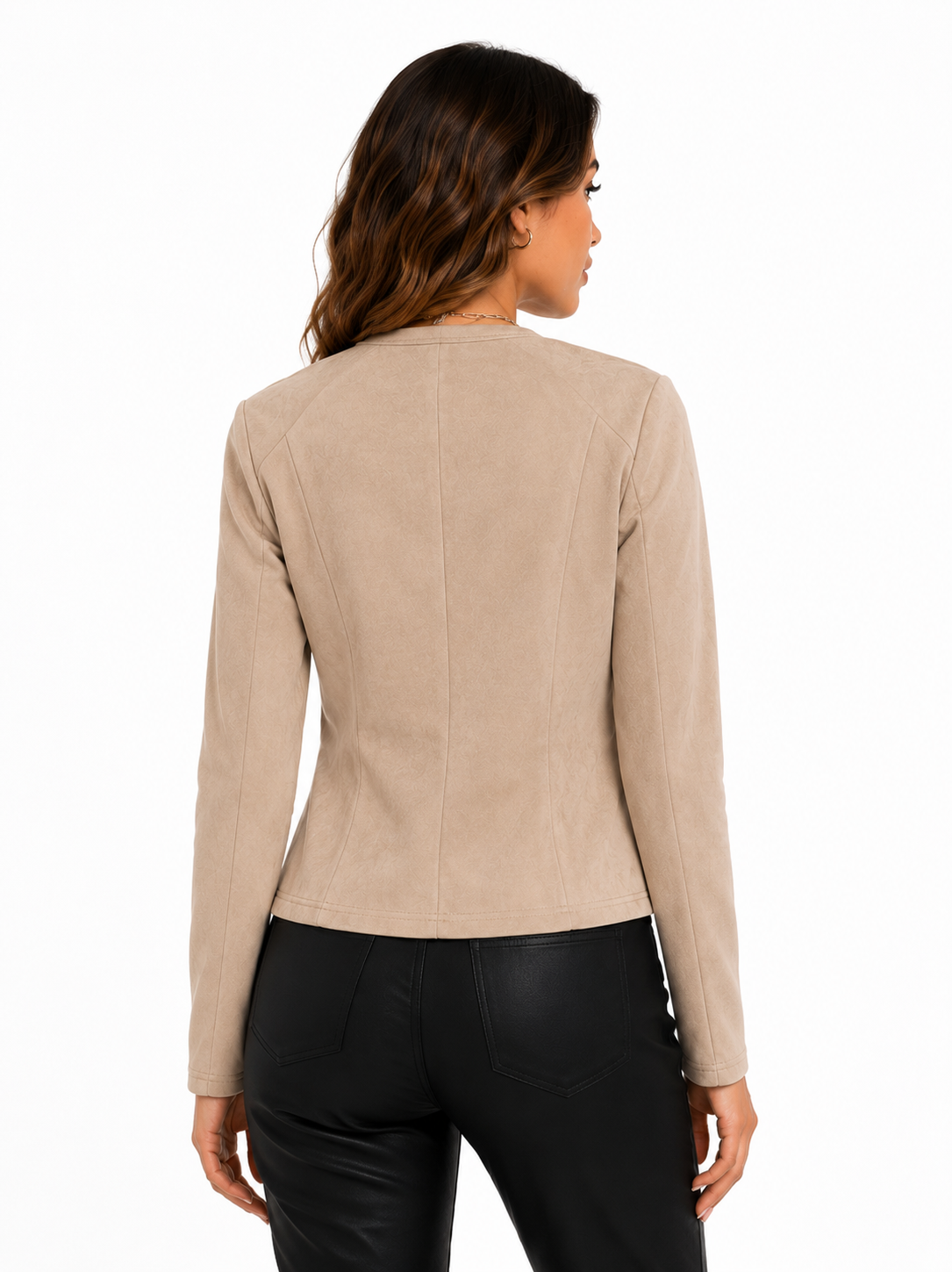 Jaqueta Feminina Suede Bege Elegance | Coleção Inverno