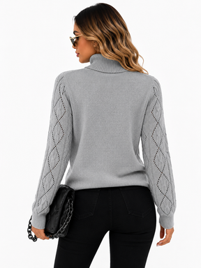Blusa Feminina Tricot Gola Alta Cinza