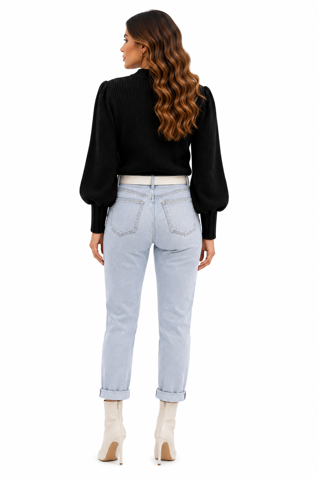 Blusa Feminina Tricot Preta Manga Bufante