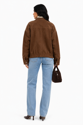 Jaqueta Feminina Marrom Café Oversized