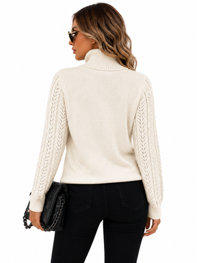 Blusa Feminina Tricot Gola Alta Off White
