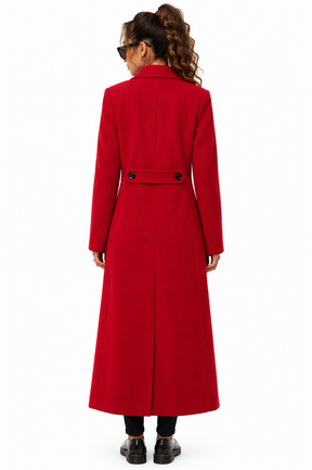 Sobretudo Feminino Longo Vermelho Elegance
