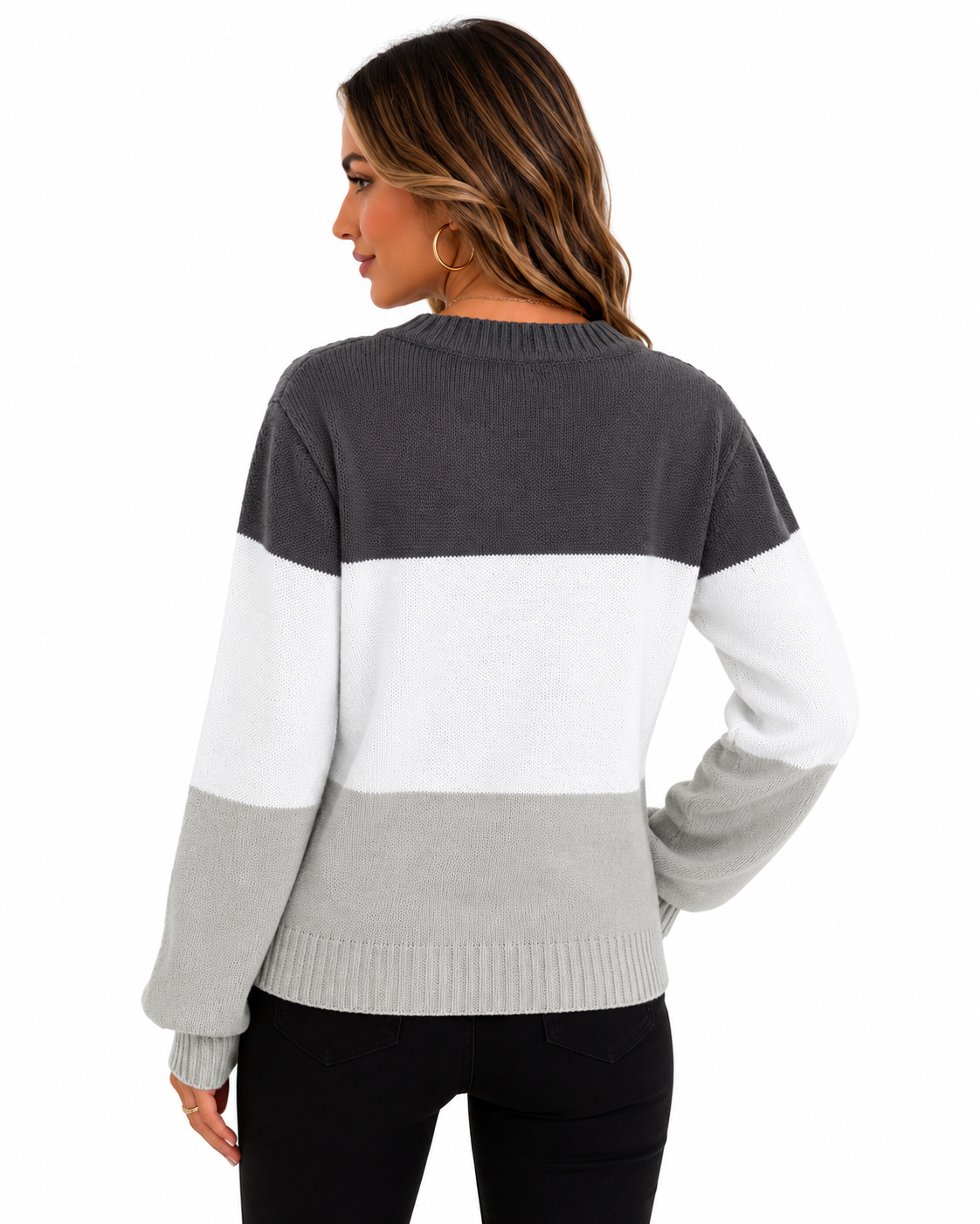 Suéter Feminino Tricô Color Block Aurora | Estilo Inverno