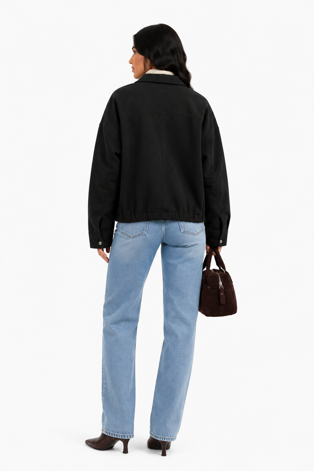 Jaqueta Feminina Preta Minimalista Oversized