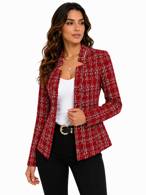 Blazer Feminino Estampado Elegance Vermelho | Estilo Inverno