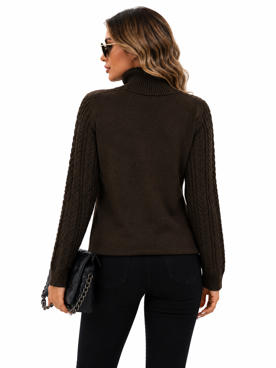 Blusa Feminina Tricot Gola Alta Marrom