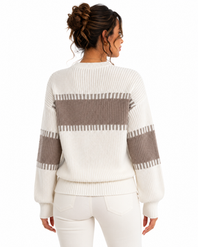 Suéter Feminino Tricô Bicolor Elegance | Linha Inverno