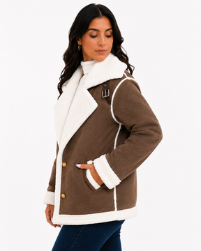 Jaqueta Feminina Elegance Lapela Marrom | Linha Inverno