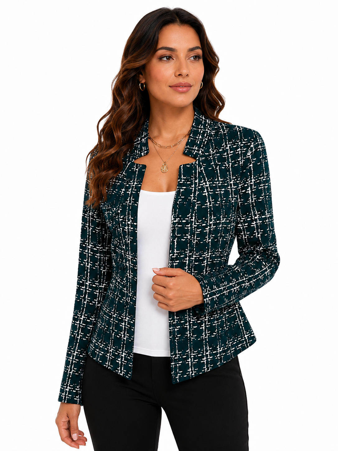 Blazer Feminino Estampado Elegance Verde Petróleo | Linha Inverno