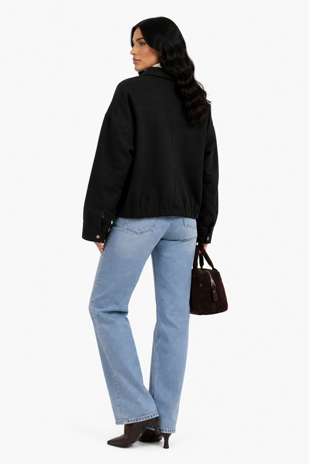 Jaqueta Feminina Preta Minimalista Oversized