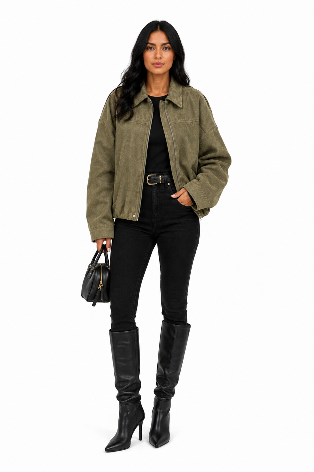 Jaqueta Feminina Verde Militar Oversized