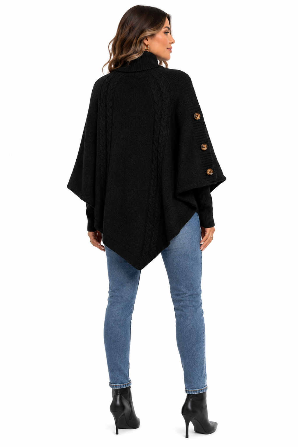 Casaco Feminino Tricot Gola Alta Preto