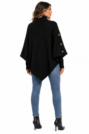 Casaco Feminino Tricot Gola Alta Preto
