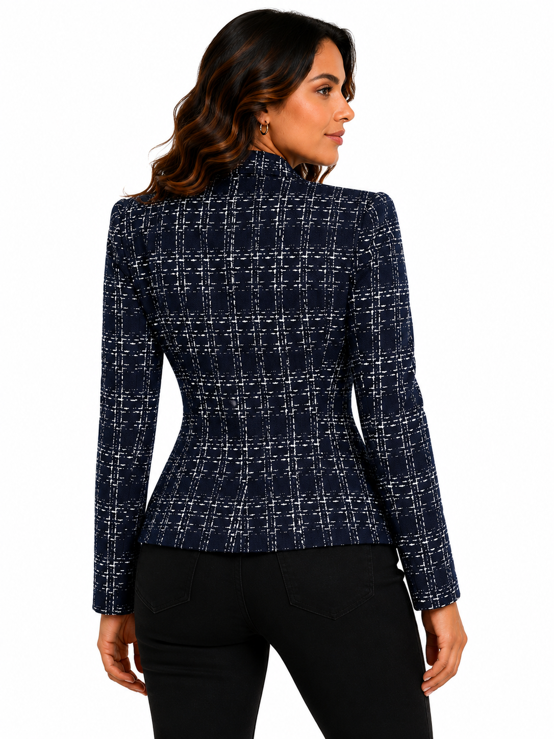 Blazer Feminino Estampado Elegance Marinho | Coleção Inverno