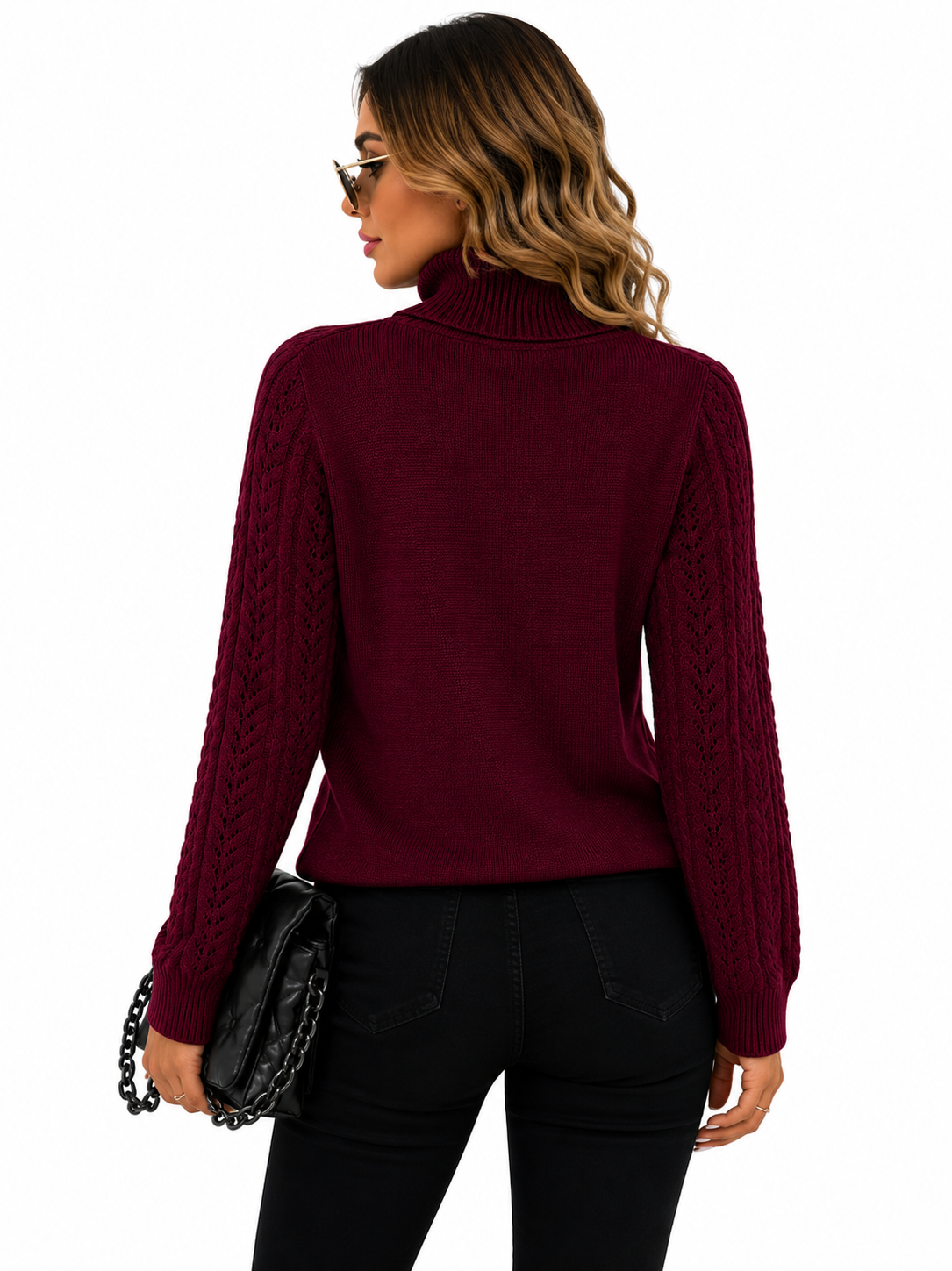 Blusa Feminina Tricot Gola Alta Vinho