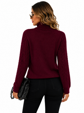 Blusa Feminina Tricot Gola Alta Vinho