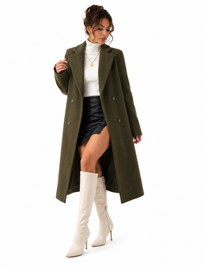 Sobretudo Feminino Alongado Elegance Verde Militar | Linha Inverno