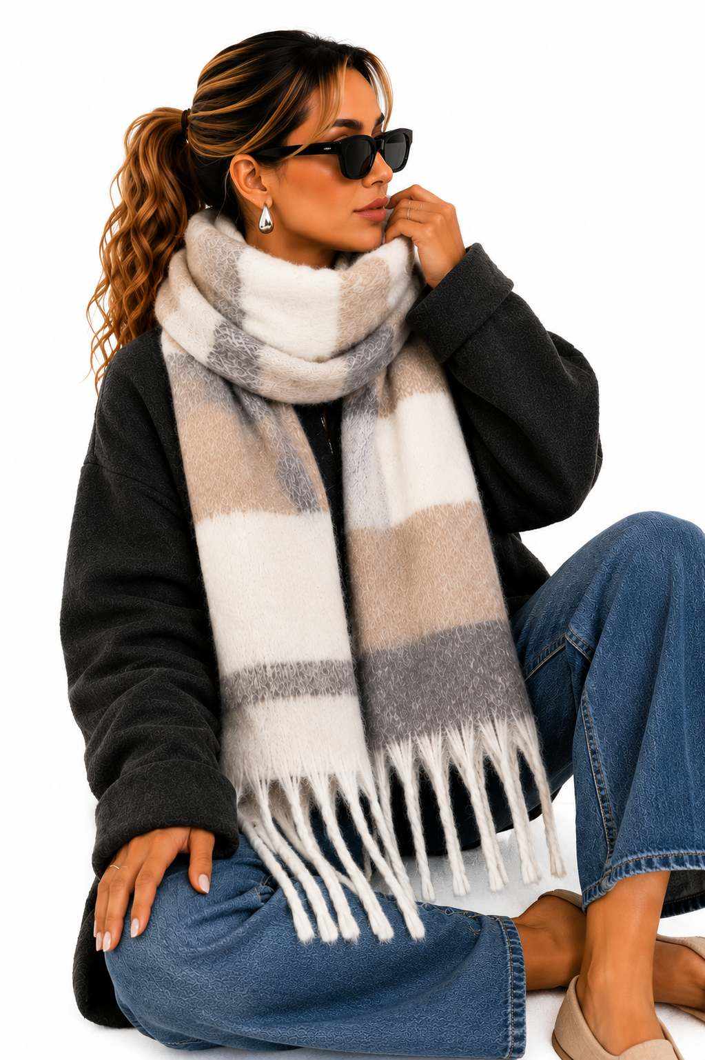 Cachecol Feminino Xadrez Soft Winter | Coleção Inverno