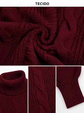 Vestido Feminino Tricô Gola Alta Elegance Vinho | Coleção Inverno