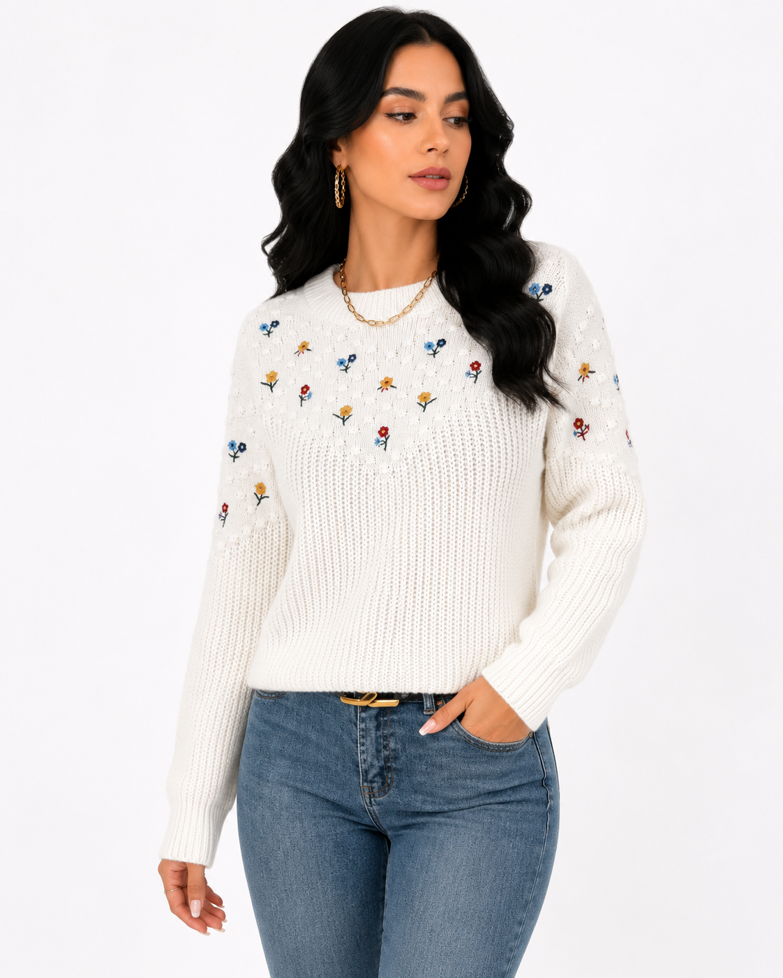 Suéter Feminino Floral Bordado Delicacy | Edição Inverno