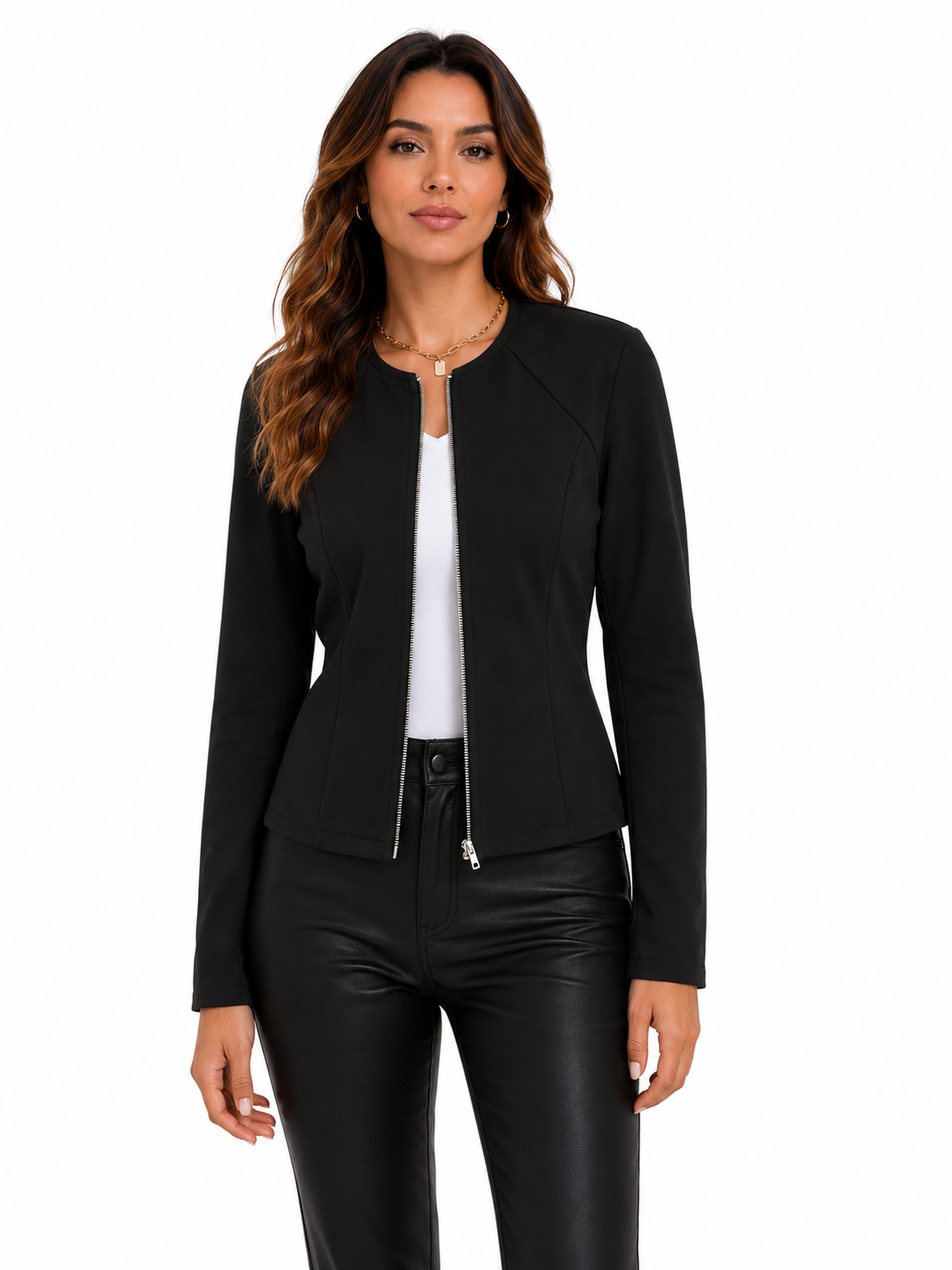 Jaqueta Feminina Preta Minimal Elegance | Seleção Inverno