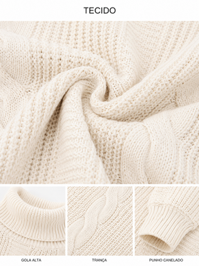 Vestido Feminino Tricô Gola Alta Elegance | Edição Inverno