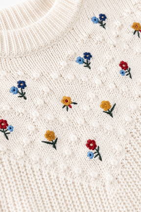 Suéter Feminino Floral Bordado Delicacy | Edição Inverno