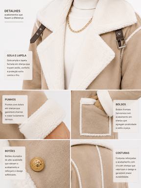 Jaqueta Feminina Elegance Lapela Bege | Seleção Inverno