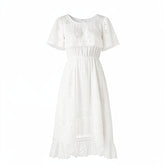 Vestido Longo Frida em Laise com Barra Assimétrica